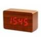 RELOJ Q-CONNECT SOBREMESA DIGITAL ACABADO MADERA LUZ ROJA 100X40X60MM