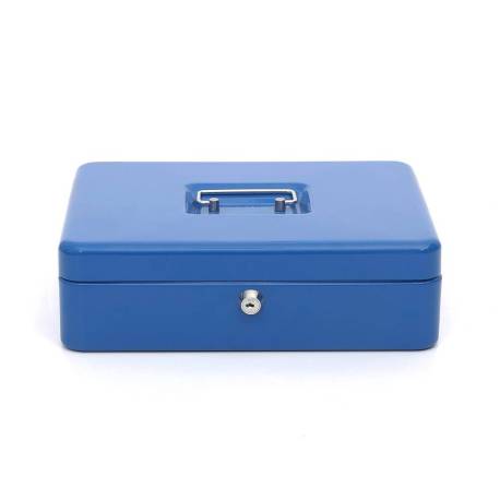 Caja caudales Q-Connect 12" 300x240x90 mm color azul con bandeja portamonedas