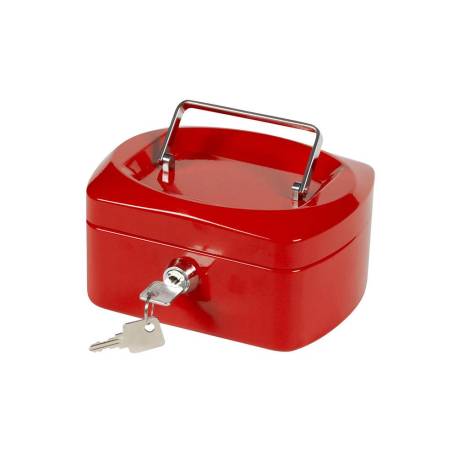 Caja caudales Q-Connect 6" 152x115x80 mm color rojo con bandeja portamonedas