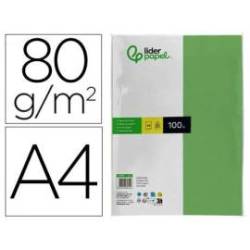 Papel color Liderpapel verde A4 80 g/m2 100 hojas