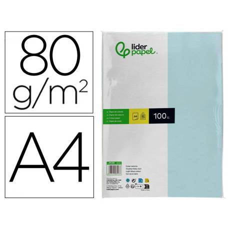 Papel color Liderpapel celeste A4 80 g/m2 100 hojas