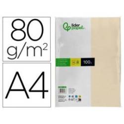 Papel color Liderpapel crema A4 80 g/m2 100 hojas