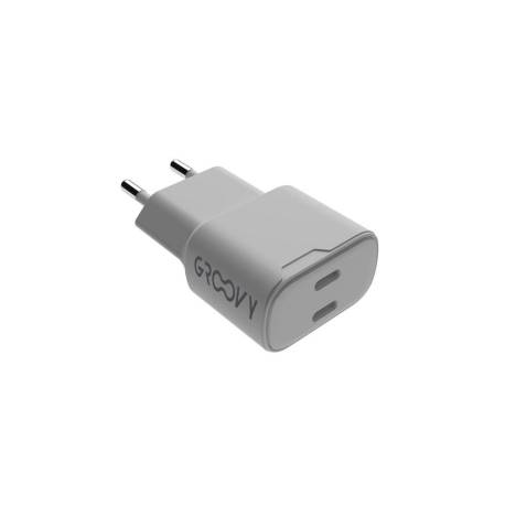 CARGADOR DE PARED 2 USB-C CARGA RAPIDA BLANCO