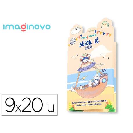 NOTAS ADHESIVAS MARCA IMAGINOVO STICK IT! NOTEBOOK 20 NOTAS ADHESIVAS PIRATA TAMAÑOS SURTIDOS BANDERA