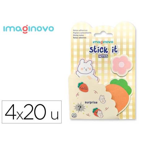 BLOC NOTAS ADHESIVAS MARCA IMAGINOVO SURPRISE PEGATINA SORPRESA 20 HOJAS TAMAÑOS SURTIDOS NARANJA