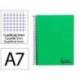 CUADERNO ESPIRAL MARCA LIDERPAPEL A7 MICRO WONDER TAPA PLASTICO 100H 90GR CUADRO 5MM 4 BANDAS COLOR VERDE OSCURO