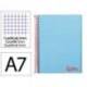 CUADERNO ESPIRAL LIDERPAPEL A7 MICRO WONDER TAPA PLASTICO 100H 90 GR CUADRO 5MM 4 BANDAS COLOR AZUL CELESTE