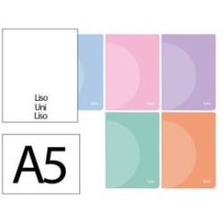 LIBRETA LIDERPAPEL 360 TAPA DE PLASTICO A5 48 HOJAS 90G/M2 LISO SIN MARGEN COLORES PASTEL