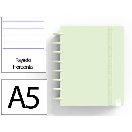 CUADERNO INGENIOX FOAM A5 80H RAYADO HORIZONTAL COLOR VERDE PASTEL