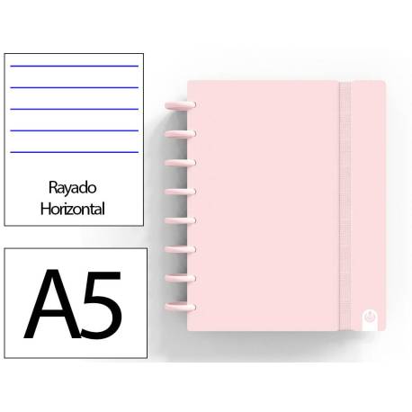 CUADERNO INGENIOX FOAM A5 80H RAYADO HORIZONTAL COLOR ROSA PASTEL