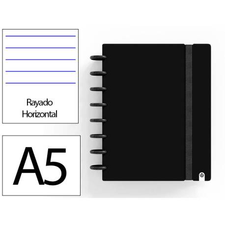 CUADERNO INGENIOX FOAM A5 80H RAYADO HORIZONTAL COLOR NEGRO