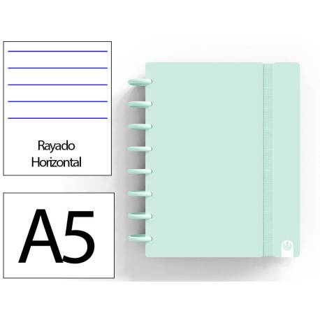 CUADERNO INGENIOX FOAM A5 80H RAYADO HORIZONTAL COLOR MENTA PASTEL