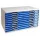 MODULO CAJONES SOBREMESA MARCA EXACOMPTA CLASSIC 10 CAJONES POLIESTIRENO DIN A3 GRIS CLARO/AZUL 576X320X350 MM