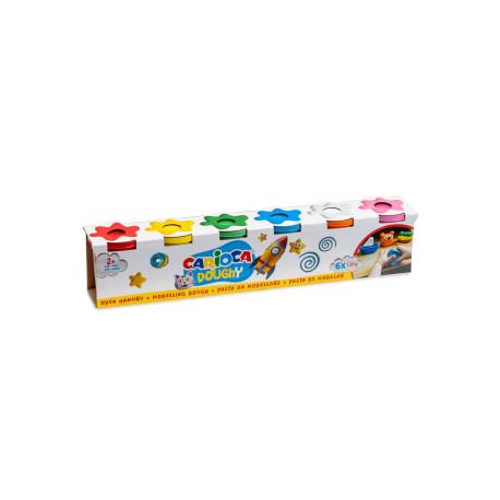 PASTA PARA MODELAR MARCA CARIOCA DOUGHY 120 GR CAJA DE 6 UNIDADES COLORES SURTIDOS