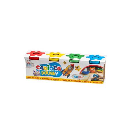 PASTA PARA MODELAR MARCA CARIOCA DOUGHY 110 GR CAJA DE 4 UNIDADES COLORES SURTIDOS