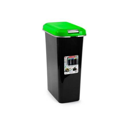 CONTENEDOR PARA RECICLAJE PLASTICFORTE 25 L CON TAPA VERDE PARCHIS