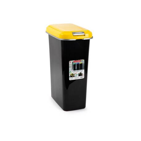 CONTENEDOR PARA RECICLAJE PLASTICFORTE 25 L CON TAPA AMARILLO PARCHIS