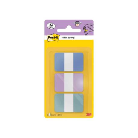 BANDERITAS SEPARADORAS RIGIDAS DISPENSADOR MARCA POST-IT INDEX STRONG 686-3 COAST 25,4X38.1 MM PACK DE 36
