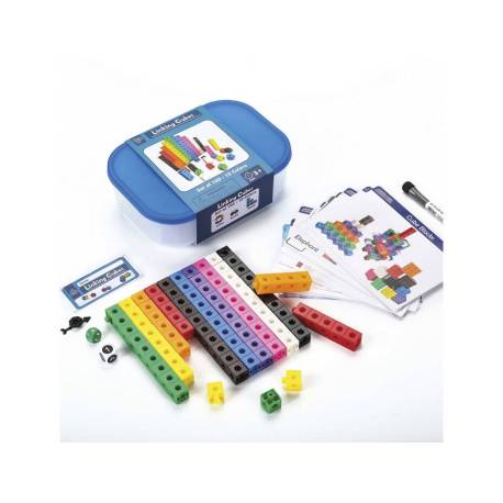 CUBO ENGARZABLE MARCA AMAYA PARA JUEGOS MATEMATICOS SET DE 100 UNIDADES EN 10 COLORES SURTIDOS + 3 AÑOS