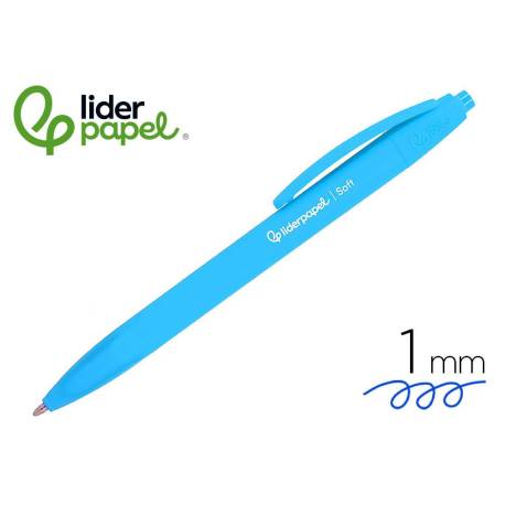 BOLIGRAFO MARCA LIDERPAPEL PUNTA 1 MM RETRACTIL CON CLIP ACABADO SOFT TOUCH TINTA AZUL CUERPO AZUL CIELO