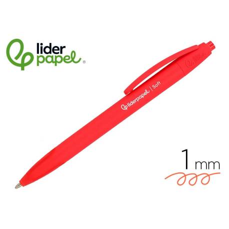 BOLIGRAFO MARCA LIDERPAPEL PUNTA 1 MM RETRACTIL CON CLIP ACABADO SOFT TOUCH TINTA ROJA CUERPO ROJO