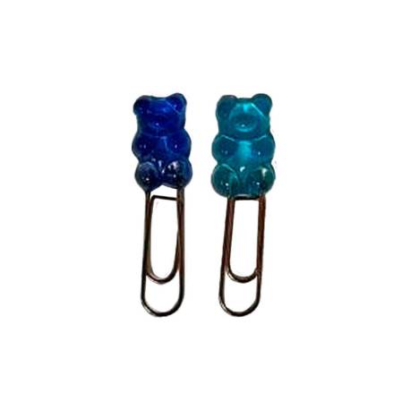 CLIPS MARCA IMAGINOVO 32 MM OSITO GOMINOLA EN BLISTER DE 3 UNIDADES AZUL TRANSPARENTE Y VERDE