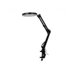 LAMPARA DE ESCRITORIO MARCA Q-CONNECT HADAR LED 8W 380LM ALUMINIO CON PINZA Y LUPA BRAZO DOBLE COLOR NEGRO