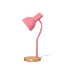 LAMPARA DE ESCRITORIO MARCA Q-CONNECT ORION METALICA CON DETALLES DE MADERA BRAZO FLEXIBLE COLOR ROSA