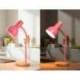 LAMPARA DE ESCRITORIO MARCA Q-CONNECT ORION METALICA CON DETALLES DE MADERA BRAZO FLEXIBLE COLOR ROSA