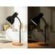 LAMPARA DE ESCRITORIO MARCA Q-CONNECT ORION METALICA CON DETALLES DE MADERA BRAZO FLEXIBLE COLOR NEGRO