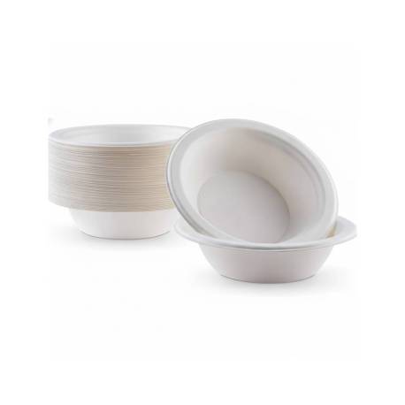 PLATO DE FIBRA BIO BOL TAMAÑO 340/350 CC PAQUETE DE 50 UNIDADES