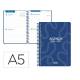 AGENDA ESCOLAR LIDERPAPEL 26-27 ESPIRAL CLASSIC 2 DIAS PAGINA A5 BILINGUE 70G PAPEL FSC AZUL MARINO