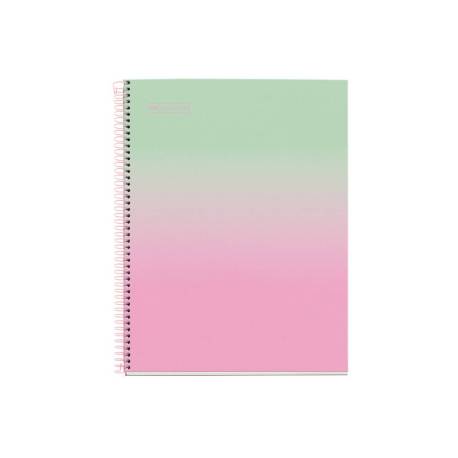 CUADERNO ESPIRAL MARCA MIQUELRIUS DIN A4 80 HOJAS CUADRO 5 MM 90 GR GRADIENT ROSA VERDE MENTA
