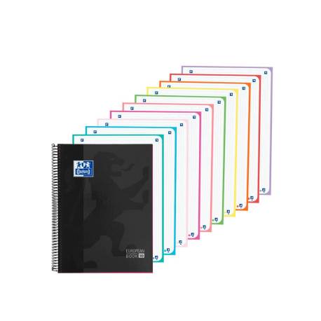 CUADERNO ESPIRAL MARCA OXFORD EUROPEANBOOK 10 TAPA EXTRADURA DIN A4 200 HOJAS CUADRO 5 MM COLOR NEGRO