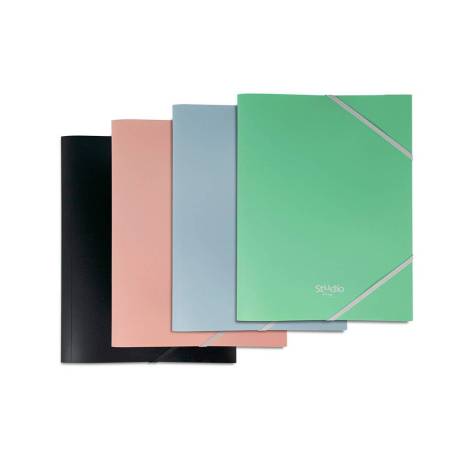 CARPETA MARCA PARDO STUDIO STYLE GOMAS SOLAPAS POLIPROPILENO EXPOSITOR DE 48 UNIDADES COLORES PASTEL SURTIDOS