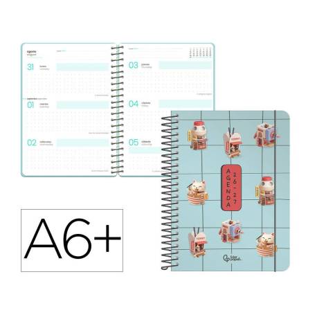 AGENDA ESCOLAR MARCA LIDERPAPEL 26-27 ESPIRAL FANTASY F SEMANA VISTA A6+ BILINGUE 80G PAPEL FSC DISEÑO4