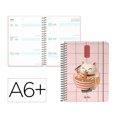 AGENDA ESCOLAR MARCA LIDERPAPEL 26-27 ESPIRAL ORIENTAL SEMANA VISTA A6+ BILINGUE 80G PAPEL FSC GATO