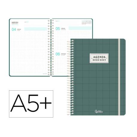 AGENDA ESCOLAR MARCA LIDERPAPEL 26-27 ESPIRAL PATTERN DIA PAGINA A5+ BILINGUE 80G PAPEL FSC CUADRICULA