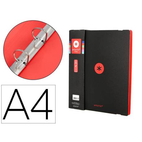 CARPETA 4 ANILLAS DE 35 MM MIXTAS MARCA ANTARTIK A4 FOAM BICOLOR NEGRO ROJO
