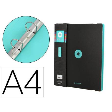 CARPETA 4 ANILLAS DE 35 MM MIXTAS MARCA ANTARTIK A4 FOAM BICOLOR NEGRO MENTA