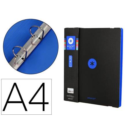 CARPETA 4 ANILLAS DE 35 MM MIXTAS MARCA ANTARTIK A4 FOAM BICOLOR NEGRO AZUL