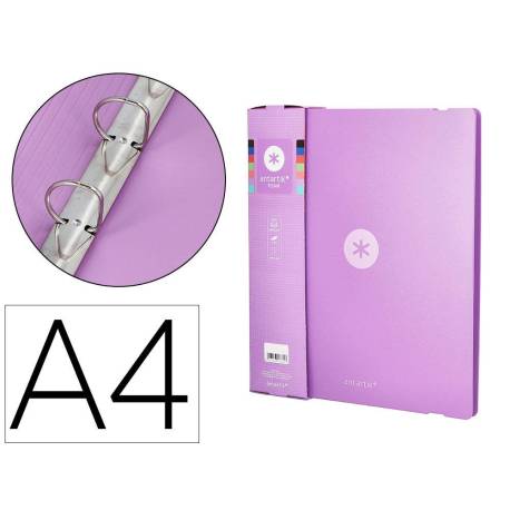 CARPETA 4 ANILLAS DE 35 MM MIXTAS MARCA ANTARTIK A4 FOAM COLOR LAVANDA