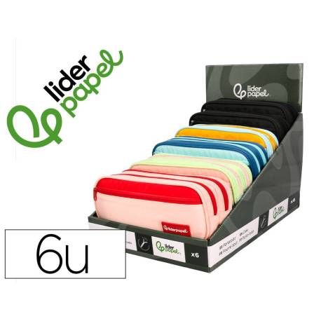 ESTUCHE PORTATODO MARCA LIDERPAPEL DUO 2 CREMALLERAS CON BOLSILLO FRONTAL 220X90X50 MM