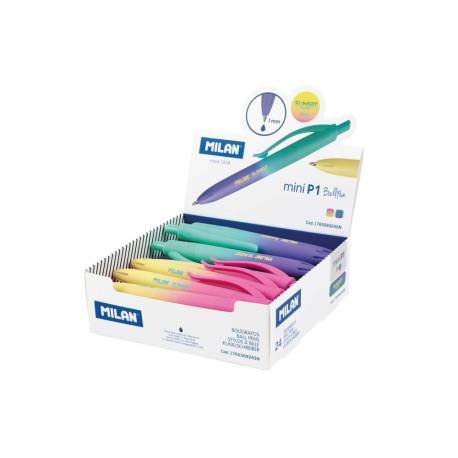 BOLIGRAFO MARCA MILAN P1 TOUCH MINI SUNSET RETRACTIL EXPOSITOR 24 UNIDADES COLORES SURTIDOS