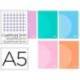 LIBRETA LIDERPAPEL 360 TAPA DE PLASTICO A5 48 HOJAS 90G/M2 CUADRO 5 MM CON DOBLE MARGEN PASTEL