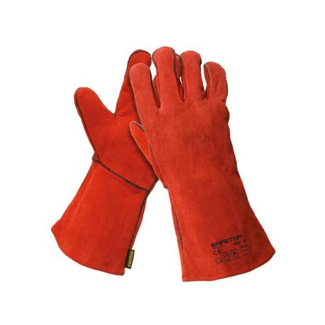 GUANTES DE MARCA SOLDADOR SAFETOP ESSEN 35 CM COLOR ROJO TALLA 9
