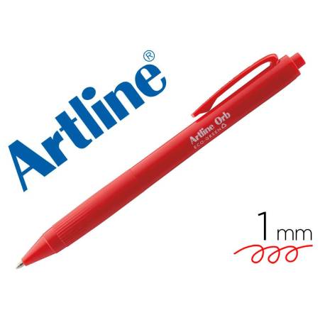 BOLIGRAFO ARTLINE ORB ECO GREEN RETRACTIL 1 MM COLOR ROJO
