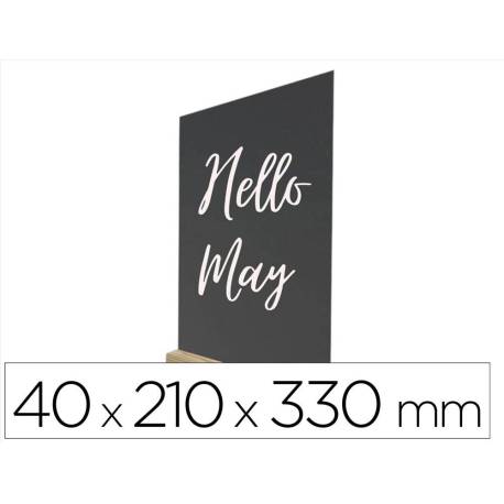 PIZARRA DOBLE CARA MARCA ARCHIVO 2000 CON BASE DE MADERA A4 VERTICAL METACRILATO NEGRO 100% RECICLABLE 40X210X330 MM