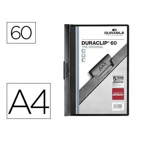 Carpeta dossier con pinza central duraclip Durable 60 hojas Din A4 negro