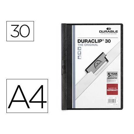 Carpeta dossier con pinza central duraclip Durable 30 hojas Din A4 negro